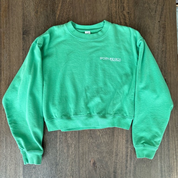 Sporty & Rich Cropped Crewneck Sweatshirt Green - Picture 2 of 5